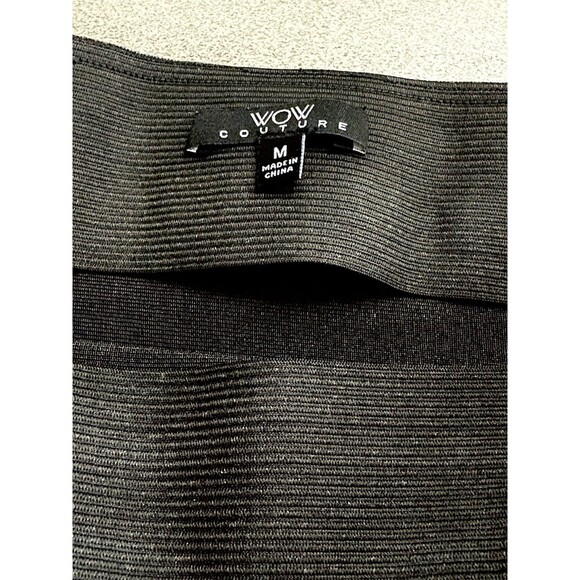 WOW Couture Black Medium Bodycon Hugging Knit High Rise Slimming Woman’s Skirt - Picture 2 of 5